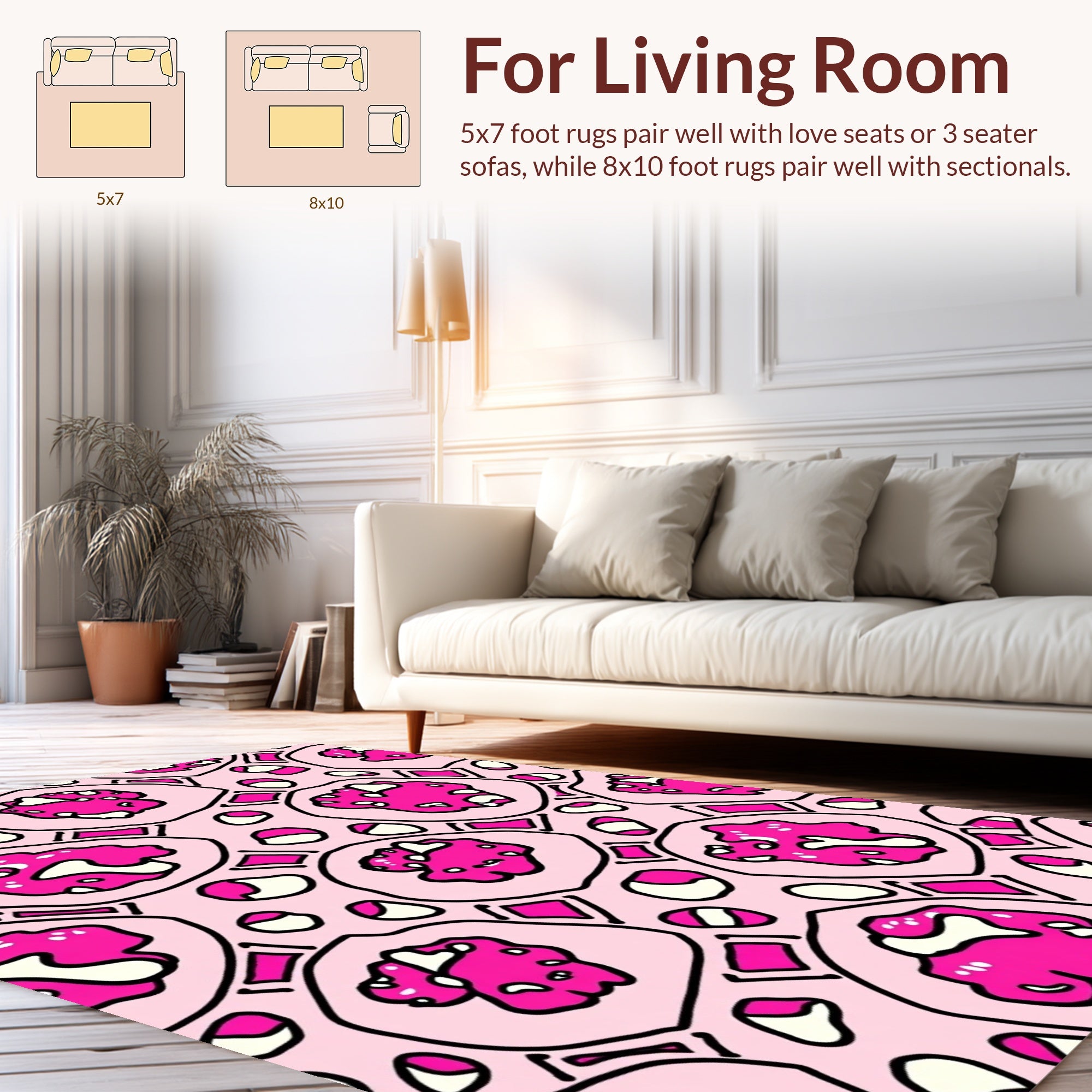 Abstract Pink Organic Shape Rug