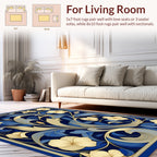 Royal Blue Floral Swirl Decorative Rug