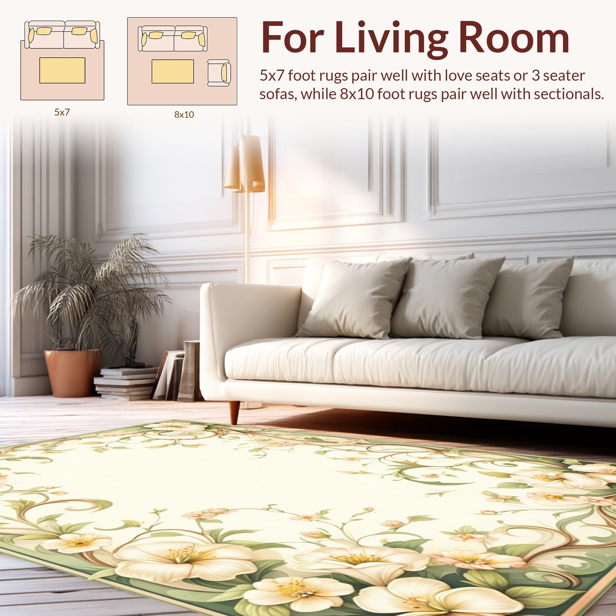 Floral Vine And Scrollwork Design Rug