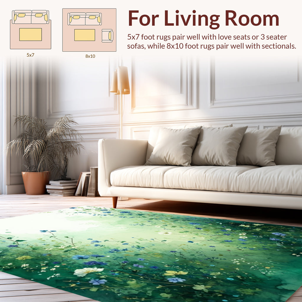 Wildflower Meadow Watercolor Design Rug