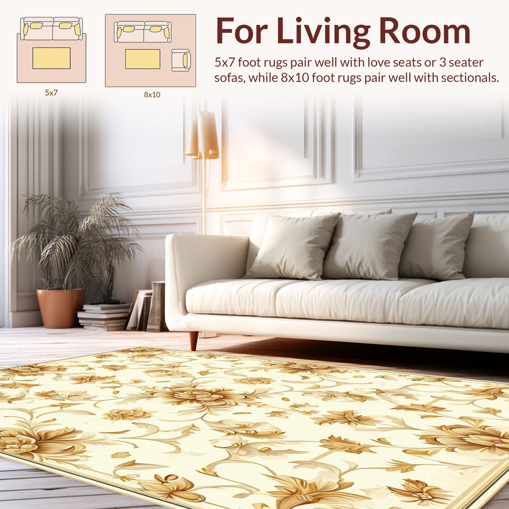 Opulent Floral Scroll Work Design Rug