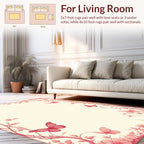 Pink Floral Butterfly Border Design Rug