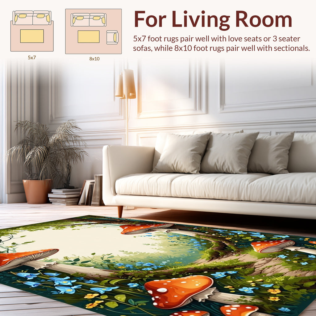 Enchanting Woodland Mushroom Garden Path Rug