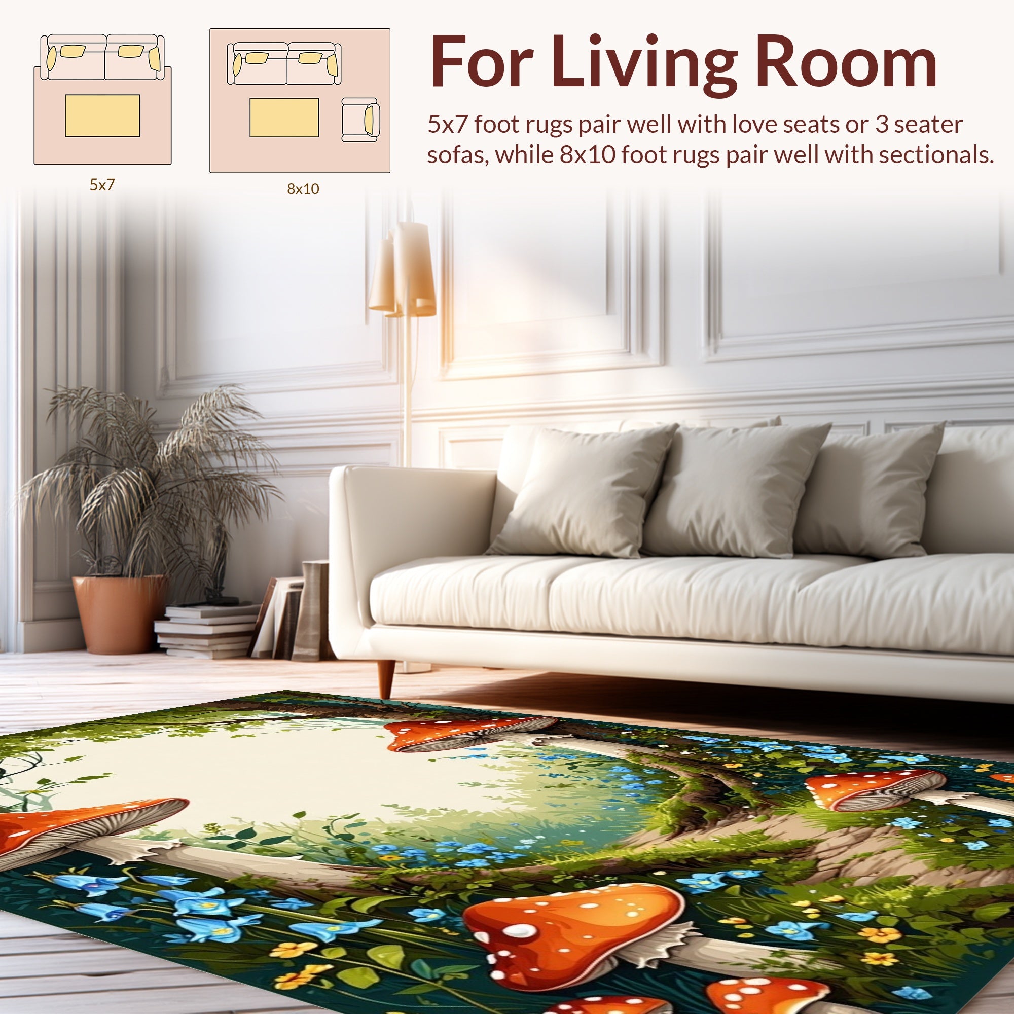 Enchanting Woodland Mushroom Garden Path Rug