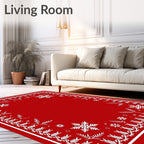 Crimson Snowflake Winter Garden Rug