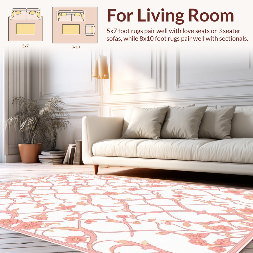 Delicate Floral Lattice Pattern Rug