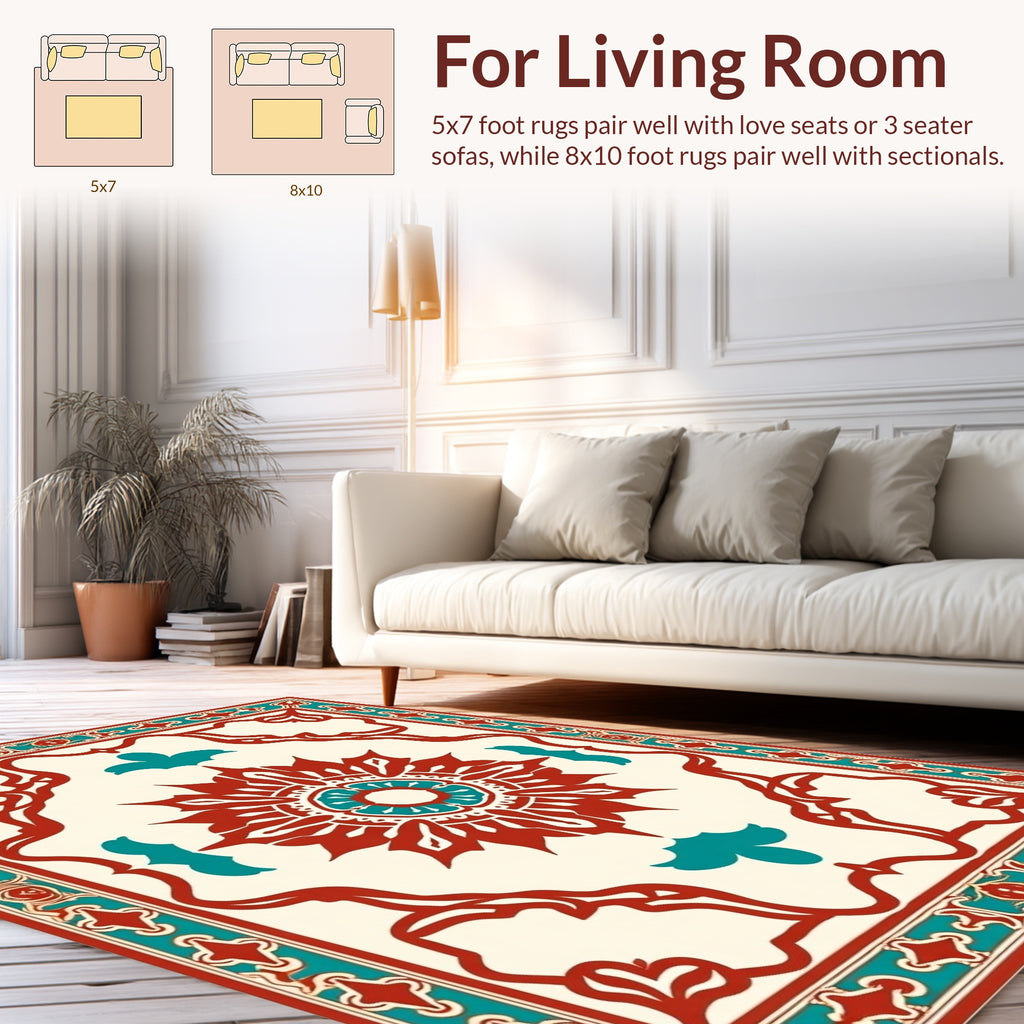 Ornamental Mandala With Floral Accents Rug