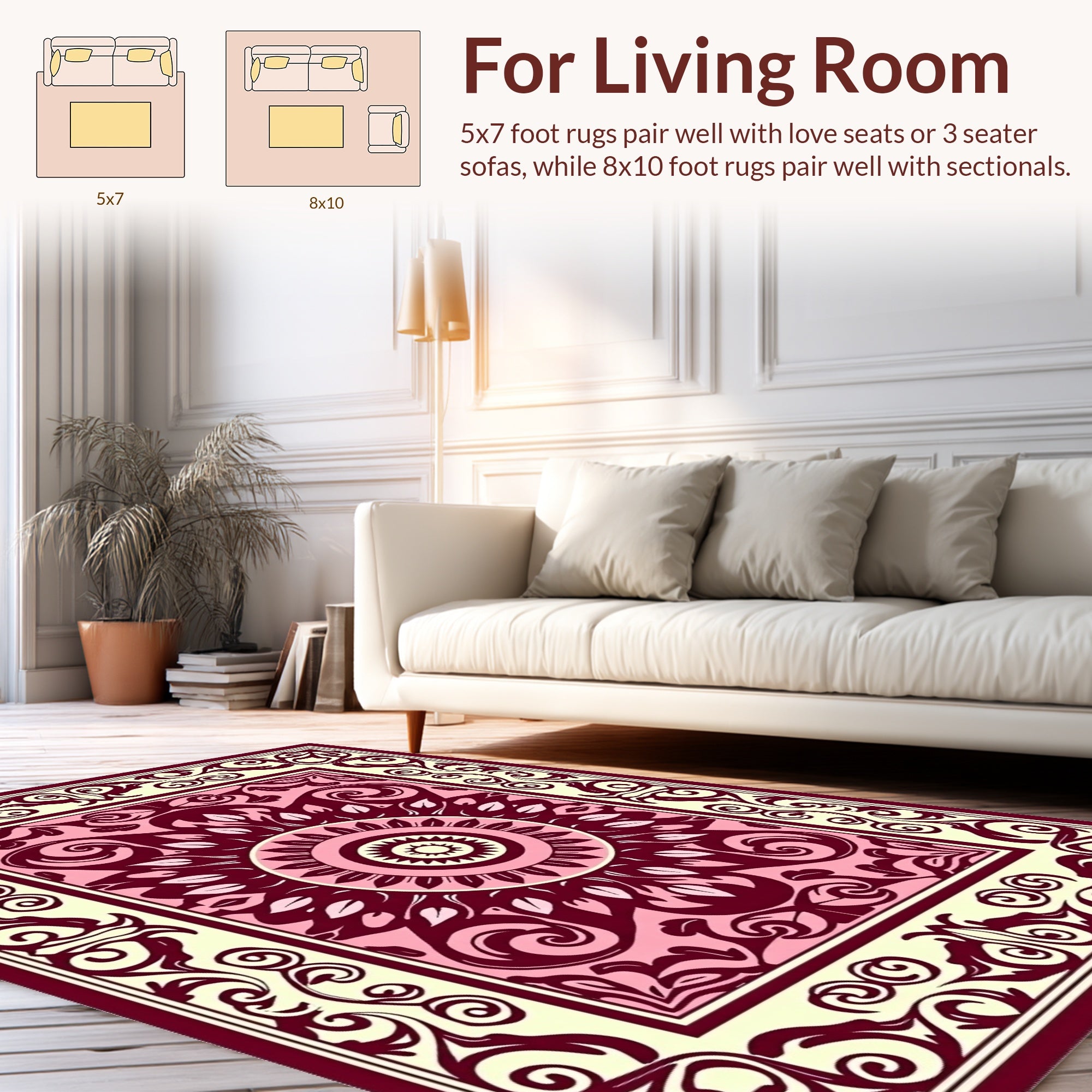 Ornate Floral Scrollwork Pattern Rug