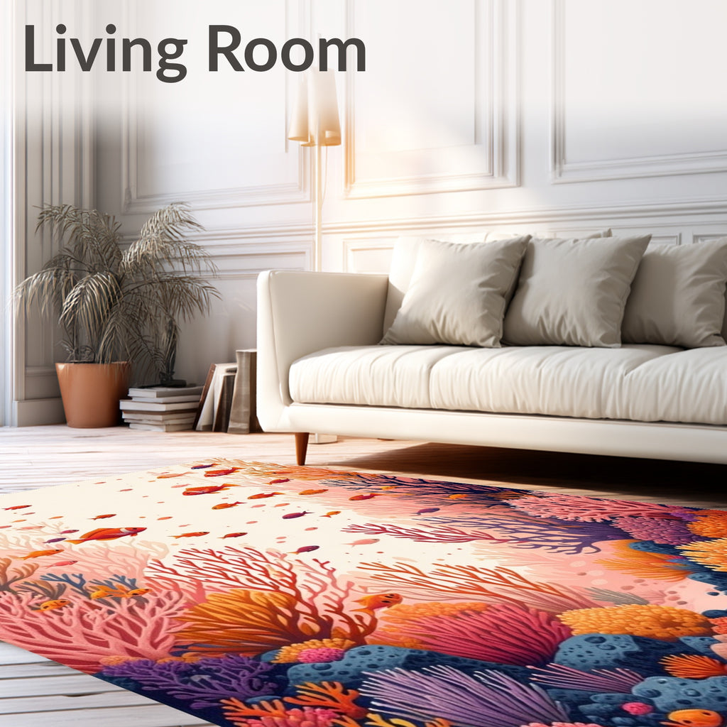 Coral Reef Fish Splash Design Rug