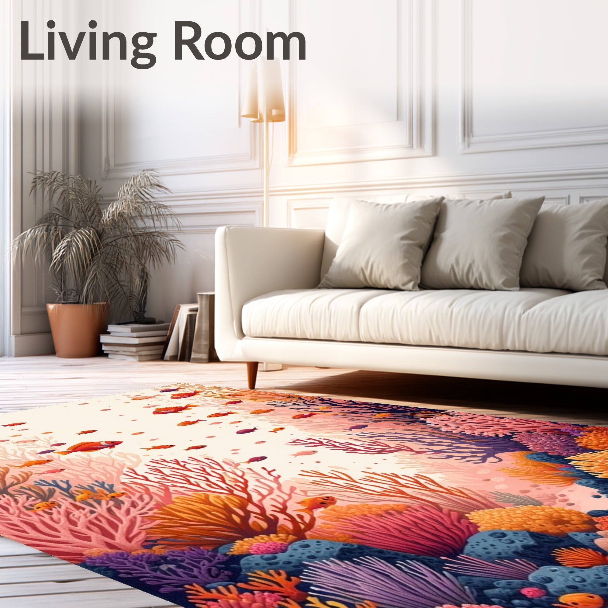 Coral Reef Fish Splash Design Rug