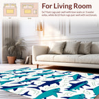 Marine Blue Teal Shark Pattern Rug