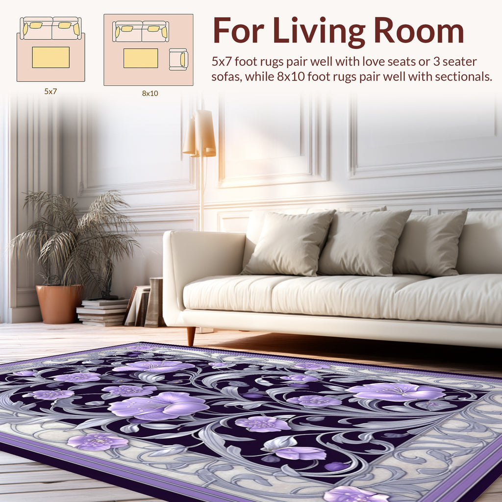 Art Nouveau Floral Lavender Gray Rug