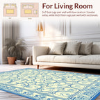 Elegant Blue Swirl Floral Pattern Rug