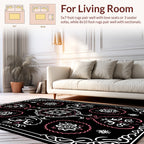 Black White Floral Scroll Rug