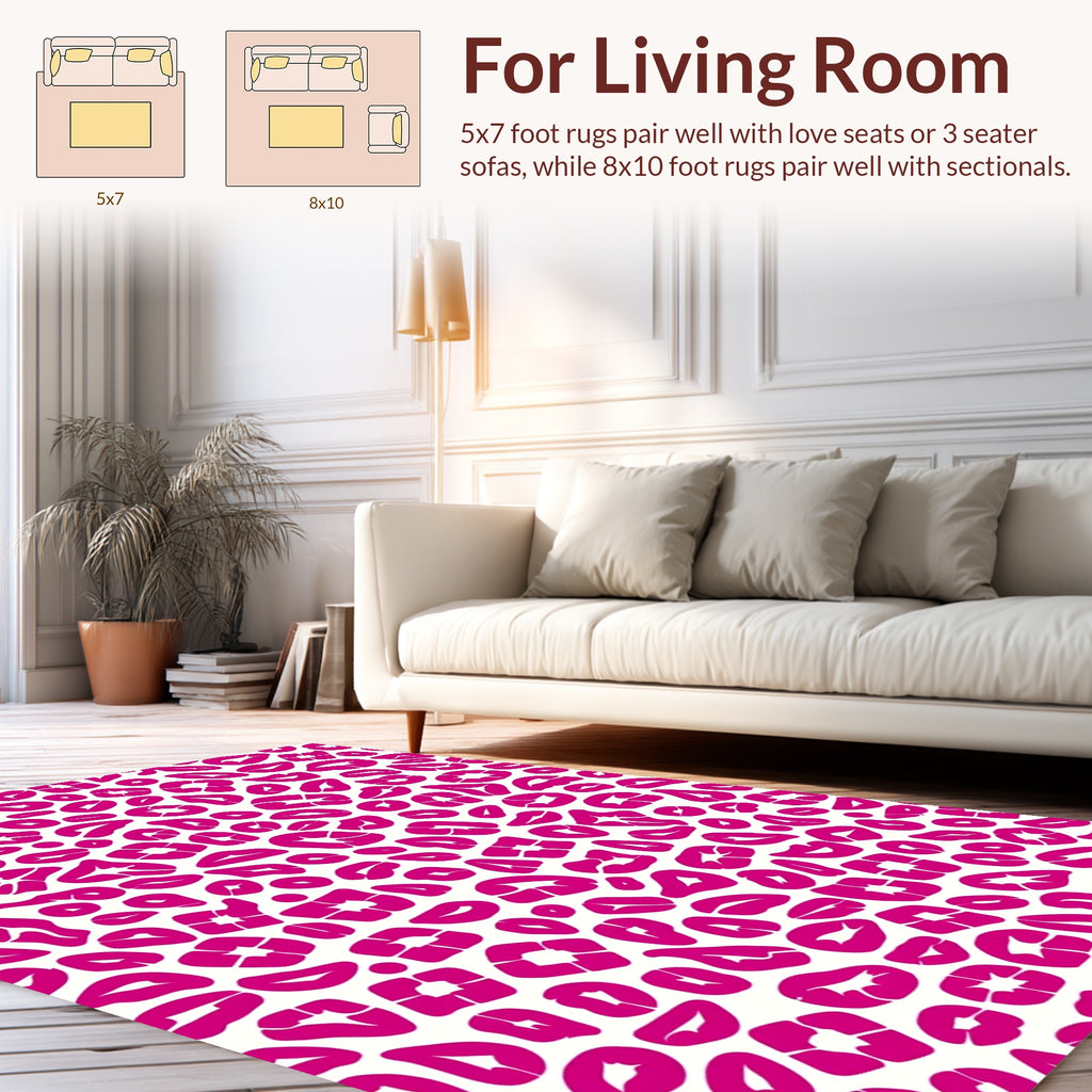 Bold Pink White Animal Print Rug