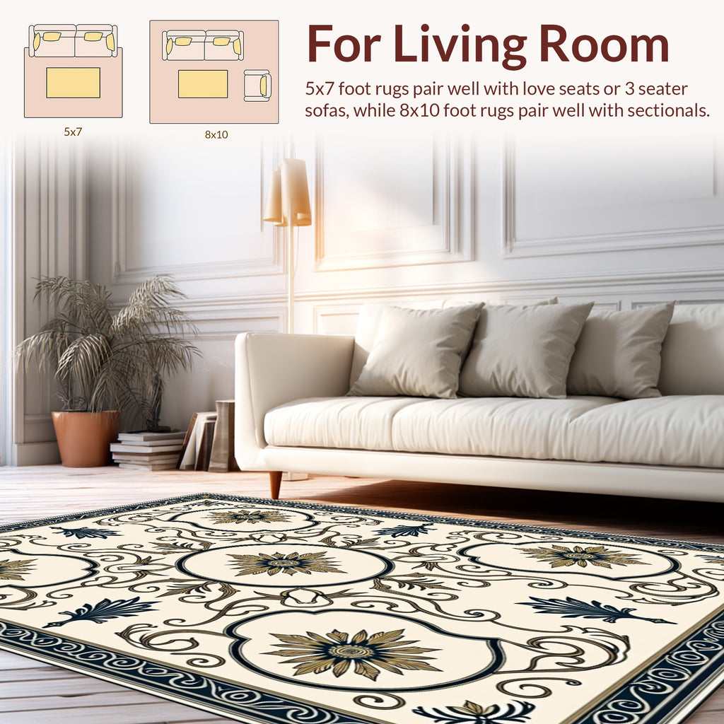 Elegant Floral Scrollwork Design Rug