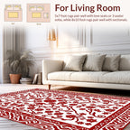 Classic Red Floral Botanical Design Rug