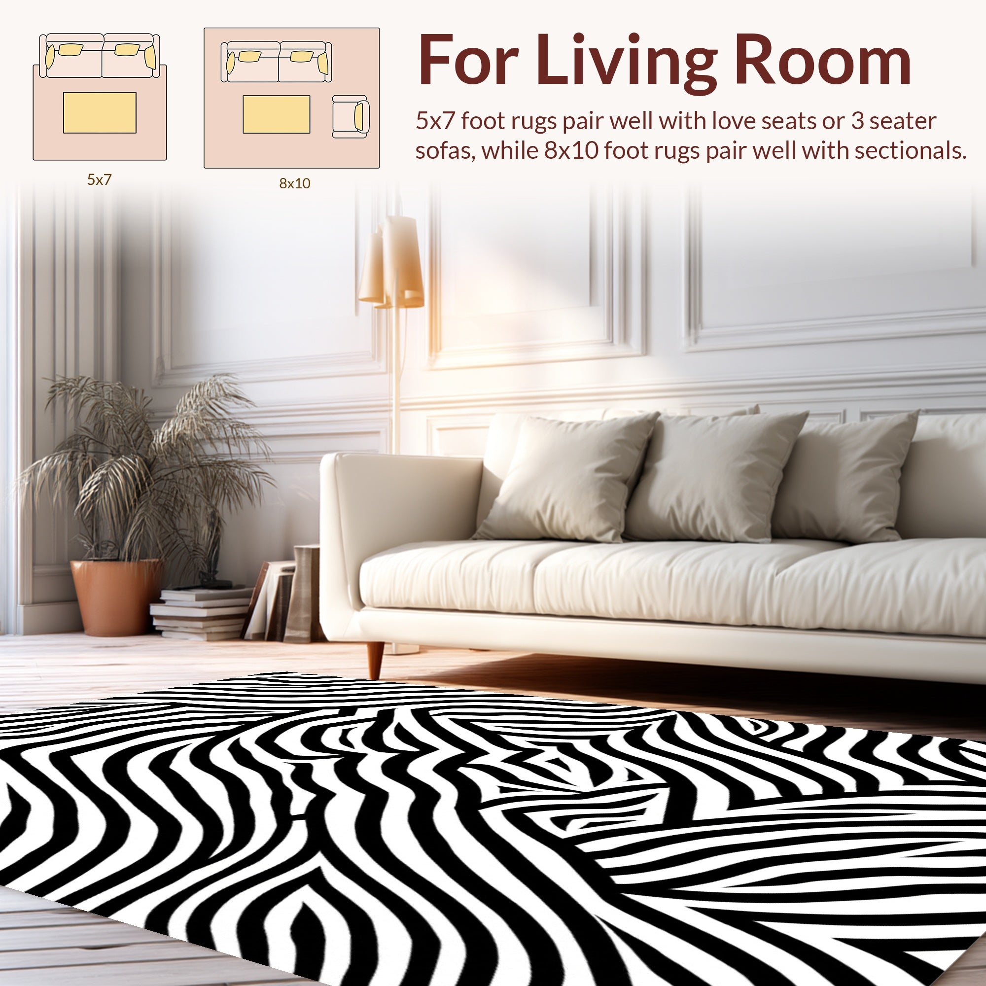 Bold Black White Zebra Stripe Pattern Rug