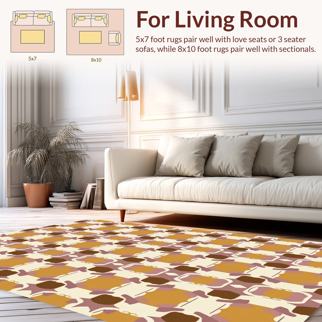 Abstract Geometric Ochre Pattern Rug