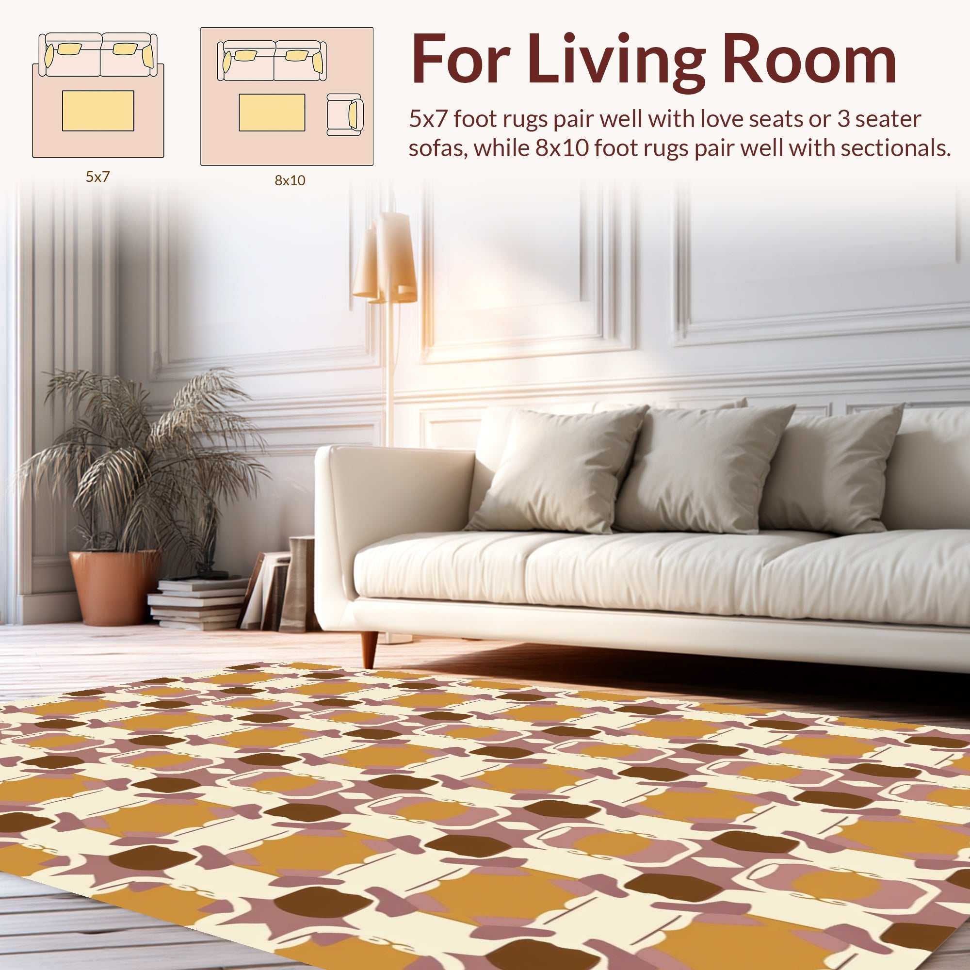 Abstract Geometric Ochre Pattern Rug