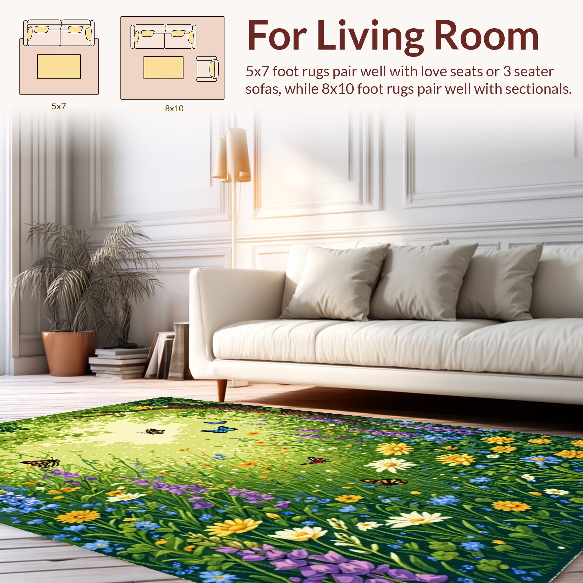 Enchanted Forest Butterfly Meadow Design Rug