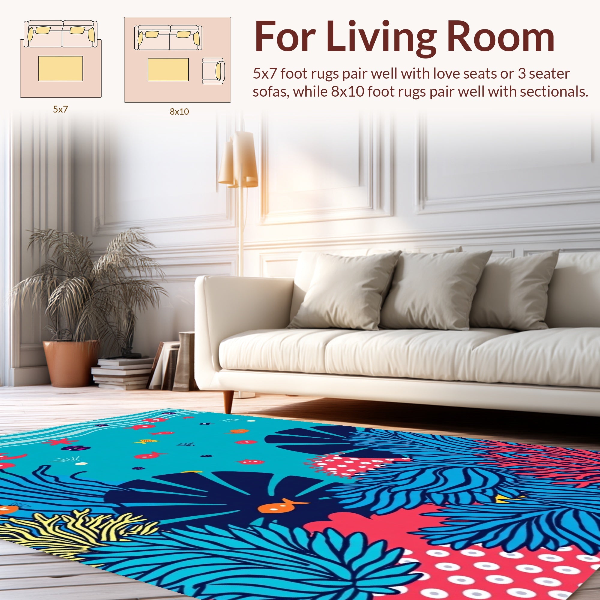 Undersea Life Coral Fish Pattern Rug