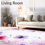 Delicate Purple Floral Watercolor Design Rug