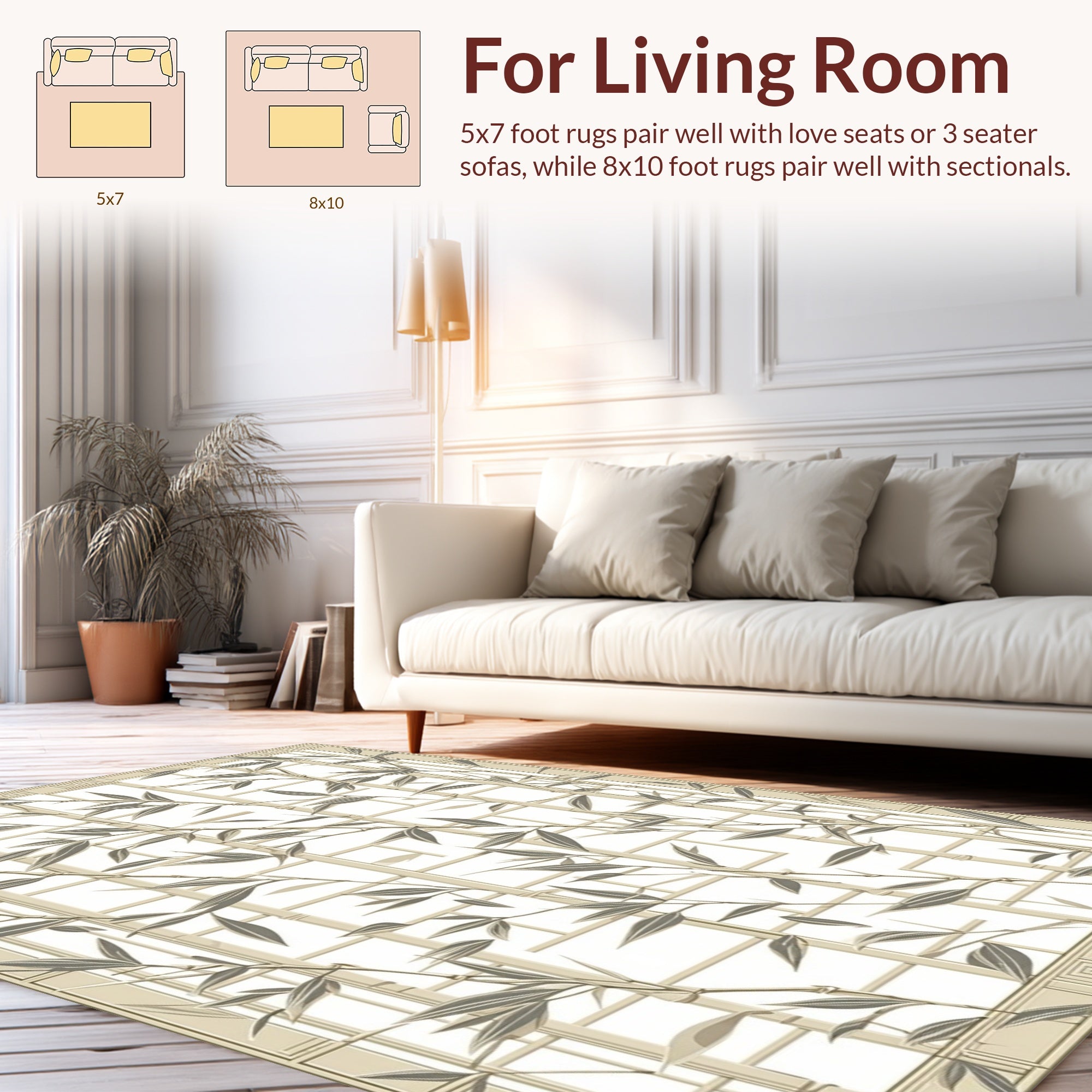 Calm Bamboo and Lattice Pattern Rug