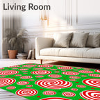Festive Swirls Red Candy Circles Rug