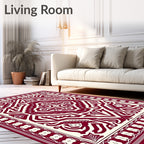 Crimson Ivory Ornate medallion Rug