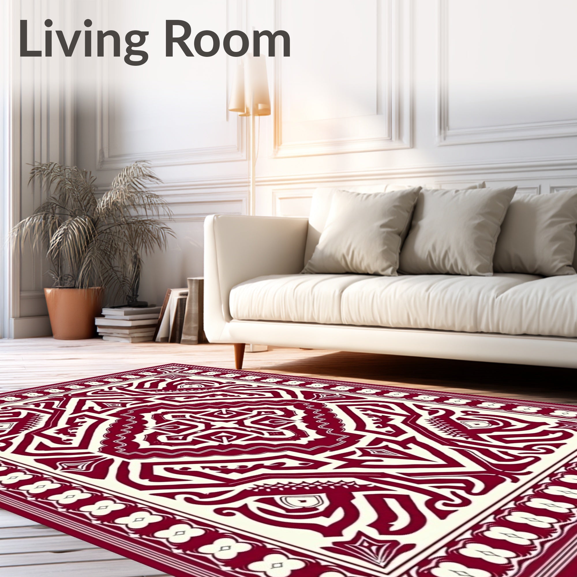 Crimson Ivory Ornate medallion Rug