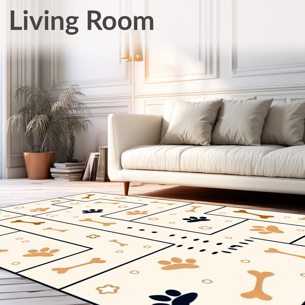 Cream Paw And Bone Maze Rug
