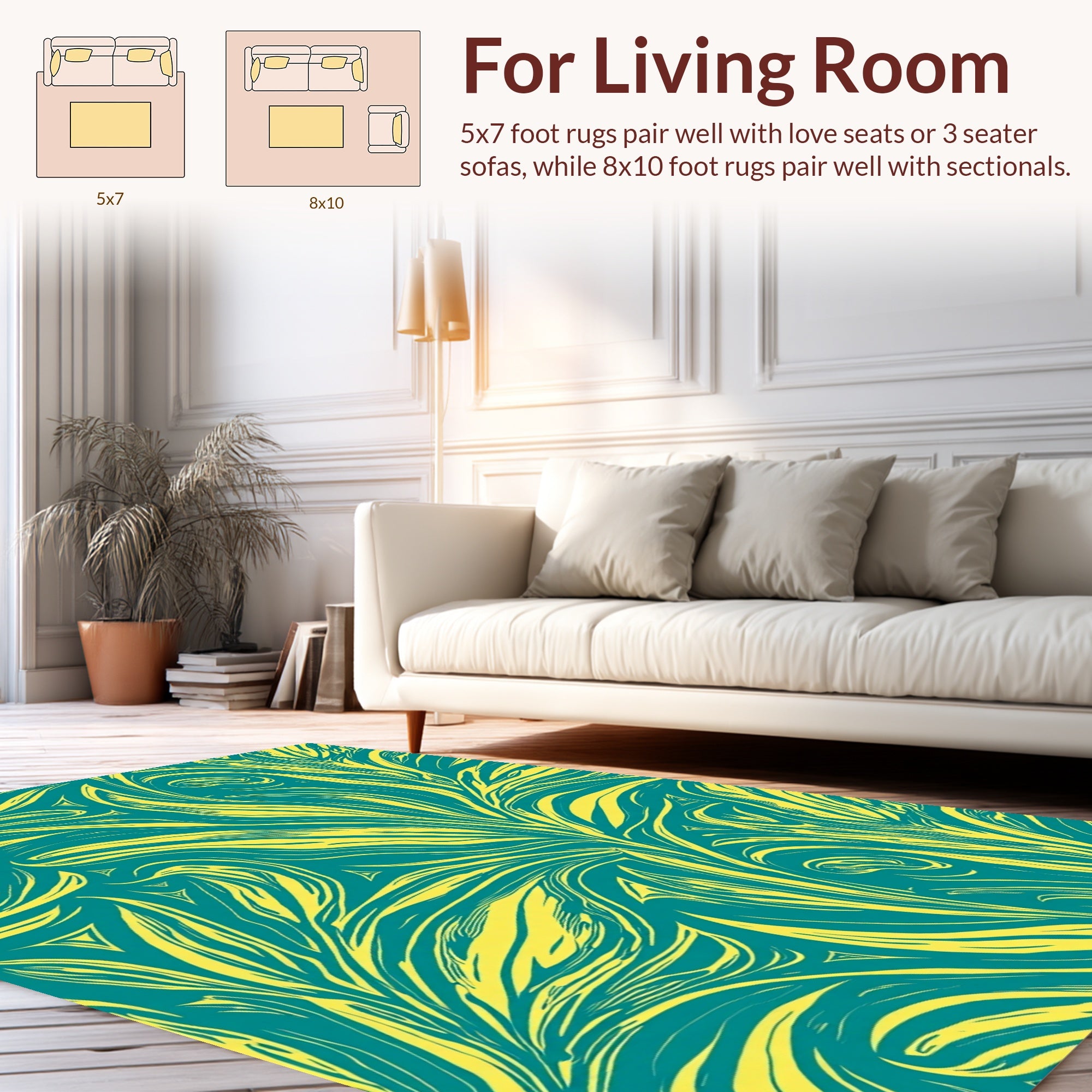 Flowing Leaf Contour Pattern Rug