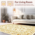Golden Floral Bordered Rectangular Design Rug