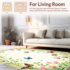 Whimsical Floral Butterfly Garden Design Rug