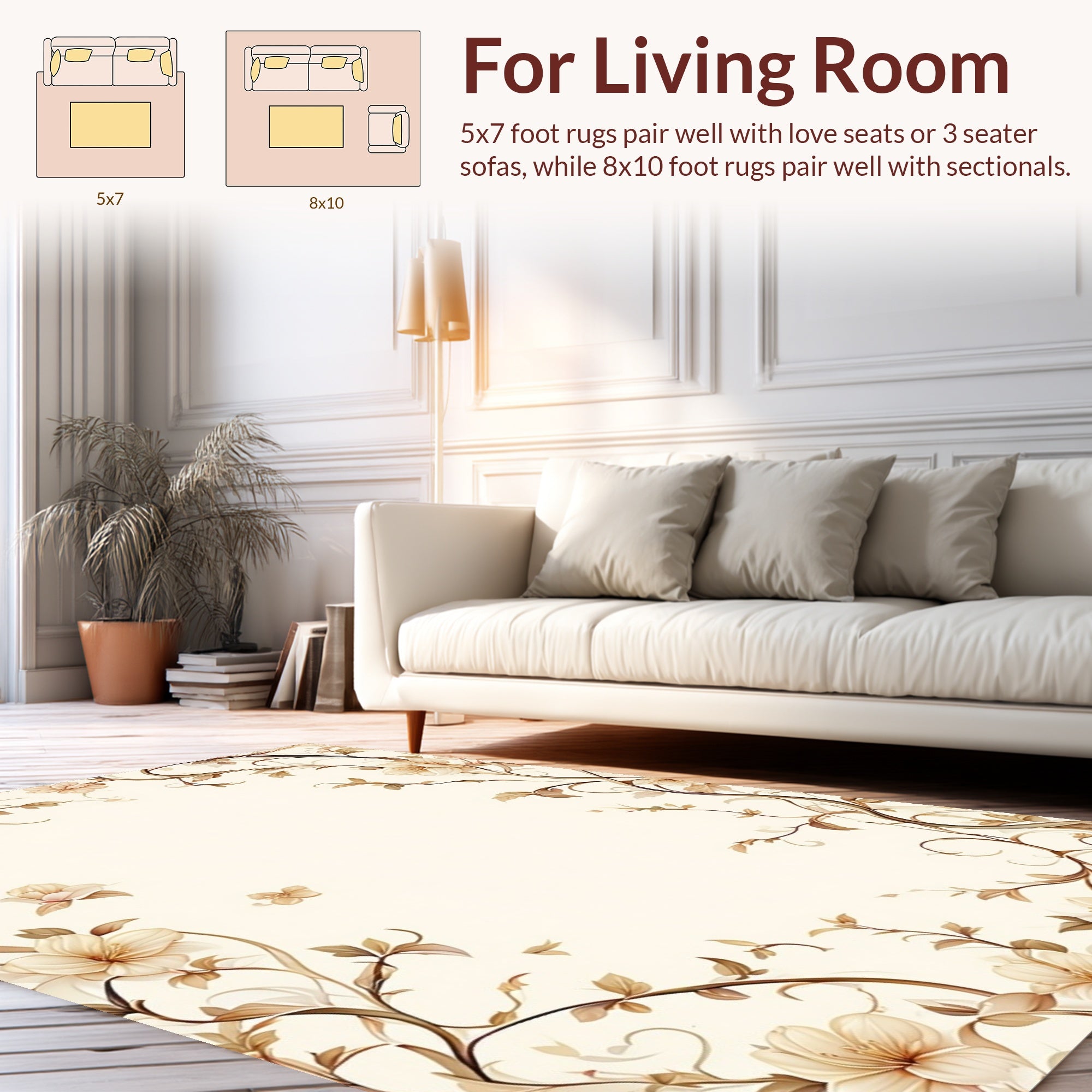Vintage Floral Vine Pattern Rug