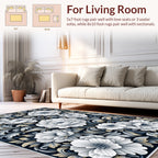 Opulent White Floral Scrollwork Rug