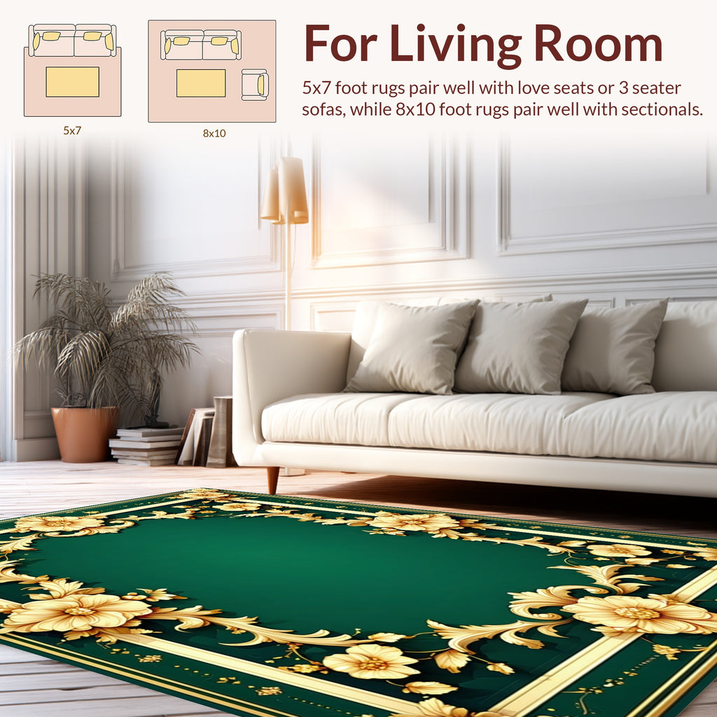 Ornate Floral Scrollwork Design Rug