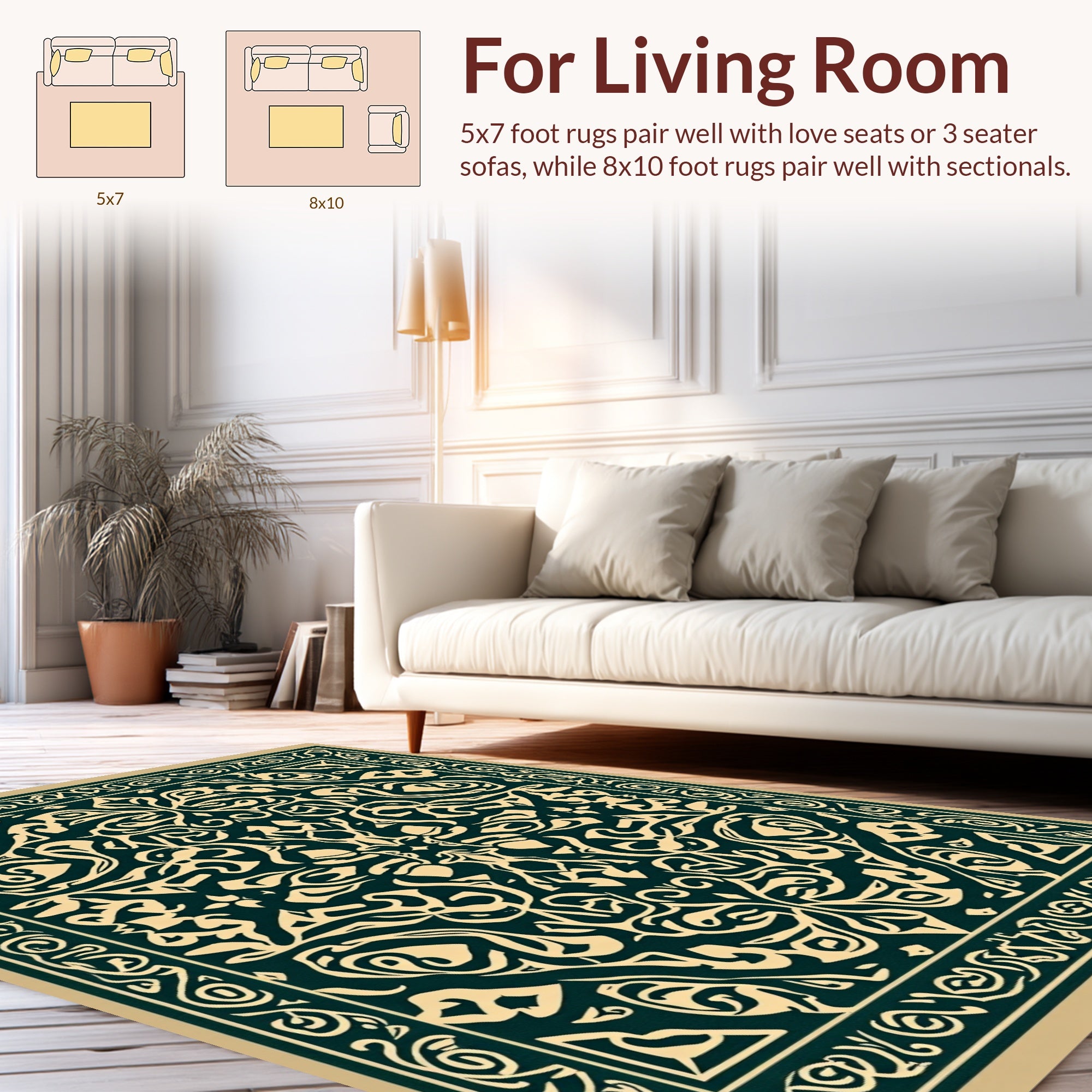 Ornate Floral Inlay Pattern Rug