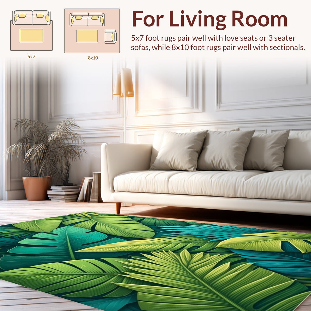 Lush Tropical Leaf Pattern Design Rug