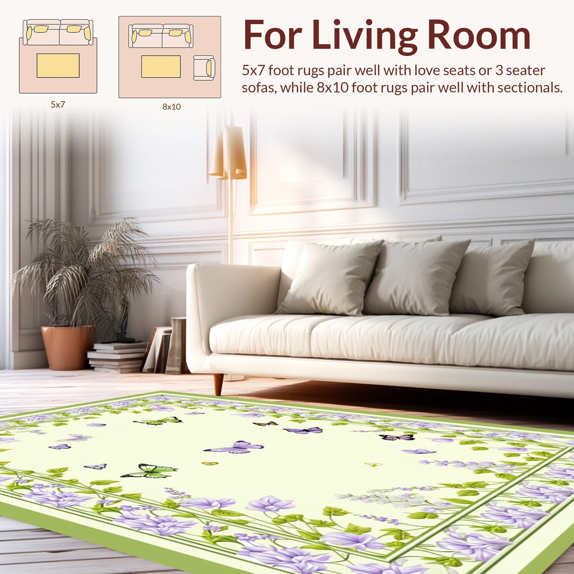 Floral Butterfly Garden Pattern Rug