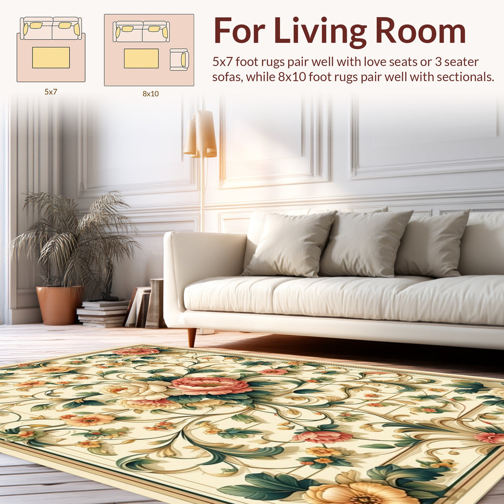 Ornate Floral Vine Pattern Rug