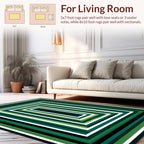 Green White Black Concentric Rectangles Rug