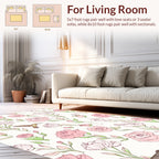 Floral Hummingbird Sketchy Pink Rose Pattern Rug