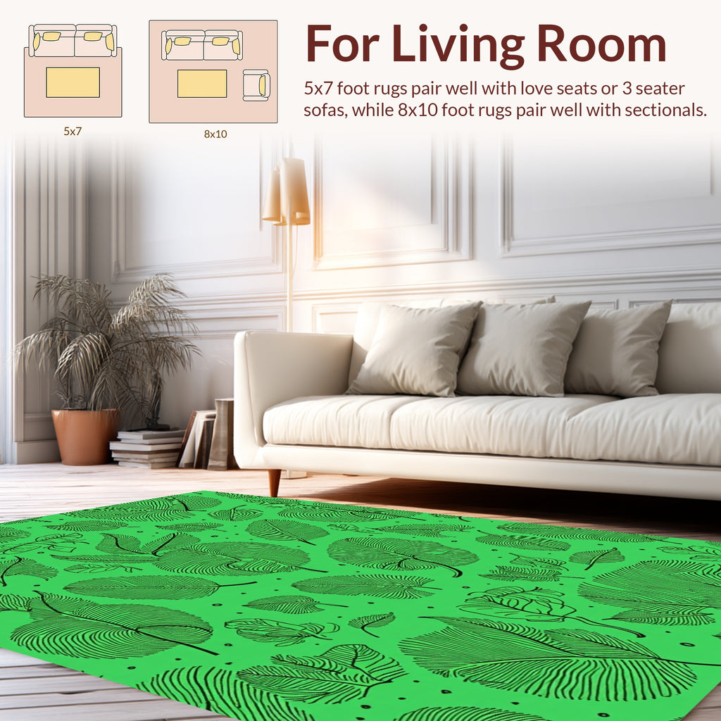 Tropical Leaf Line Art Design Rug