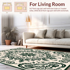 Elegant Dark Green Floral Scroll Rug