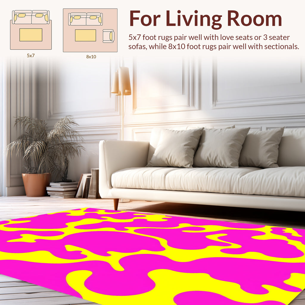 Vibrant Pink Yellow Abstract Pattern Rug