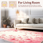 Delicate Pink Floral Garden Butterfly Pattern Rug