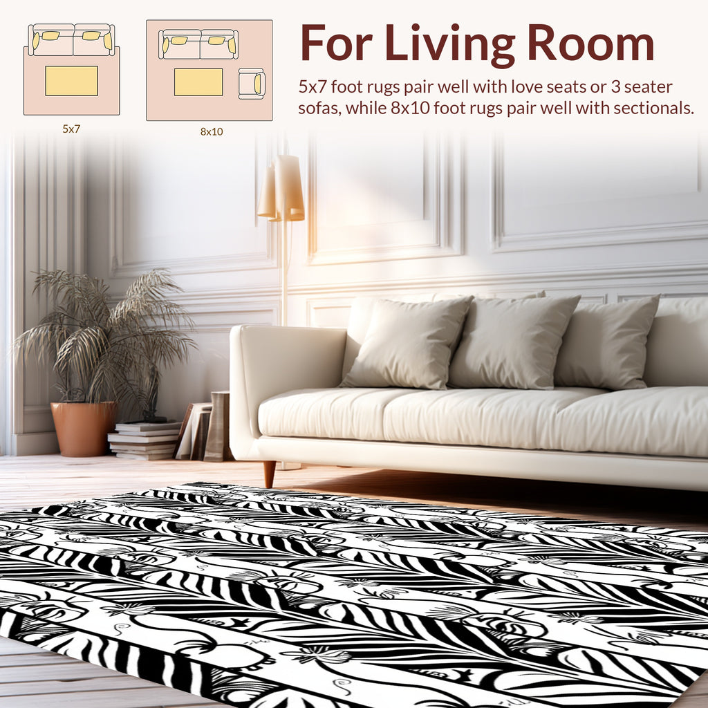 Abstract Organic Stripe Pattern Rug