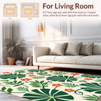 Tropical Green Leaf Red Flower Rug